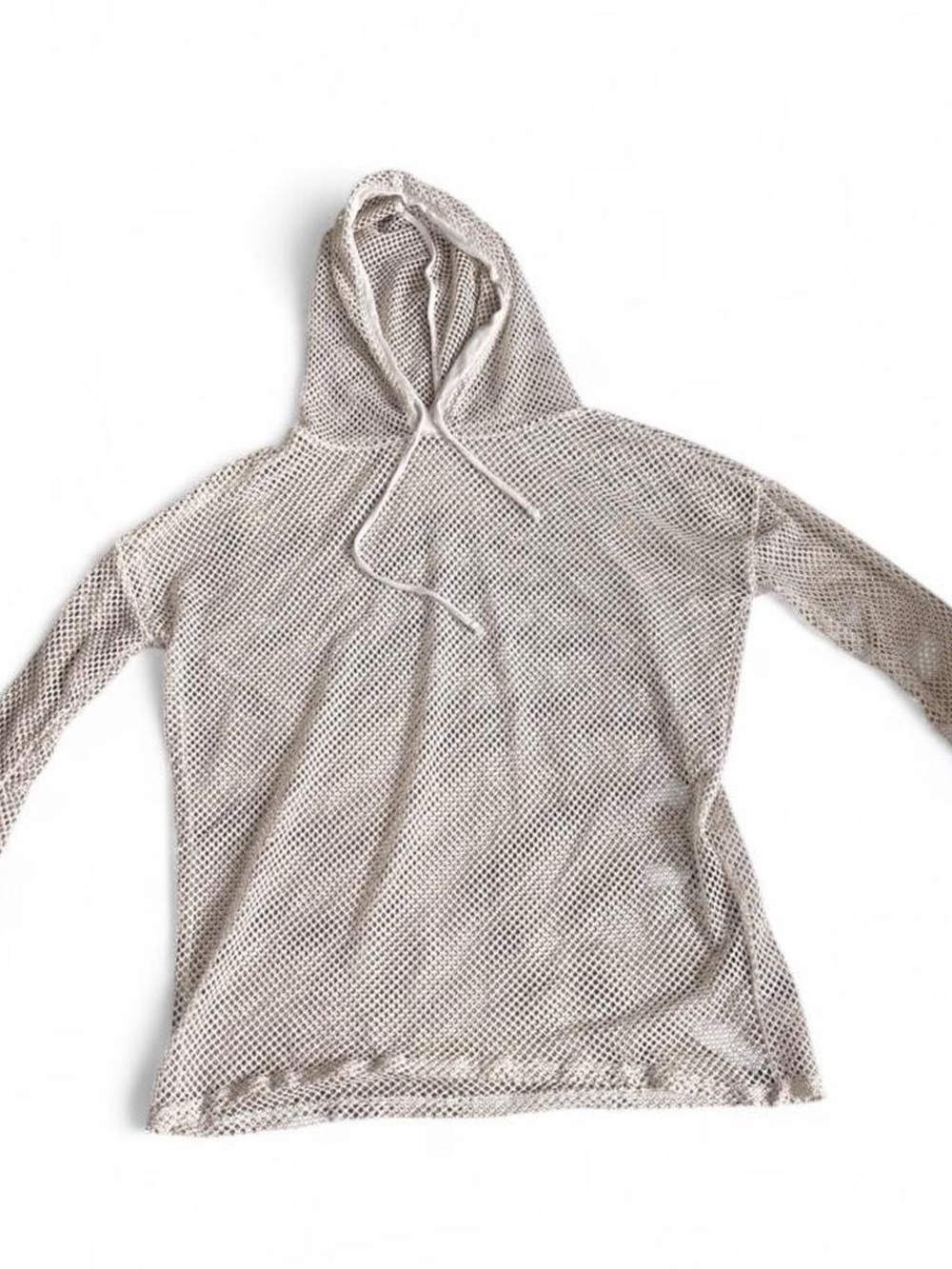 Light Beige Mesh Hoodie Top - Unbranded